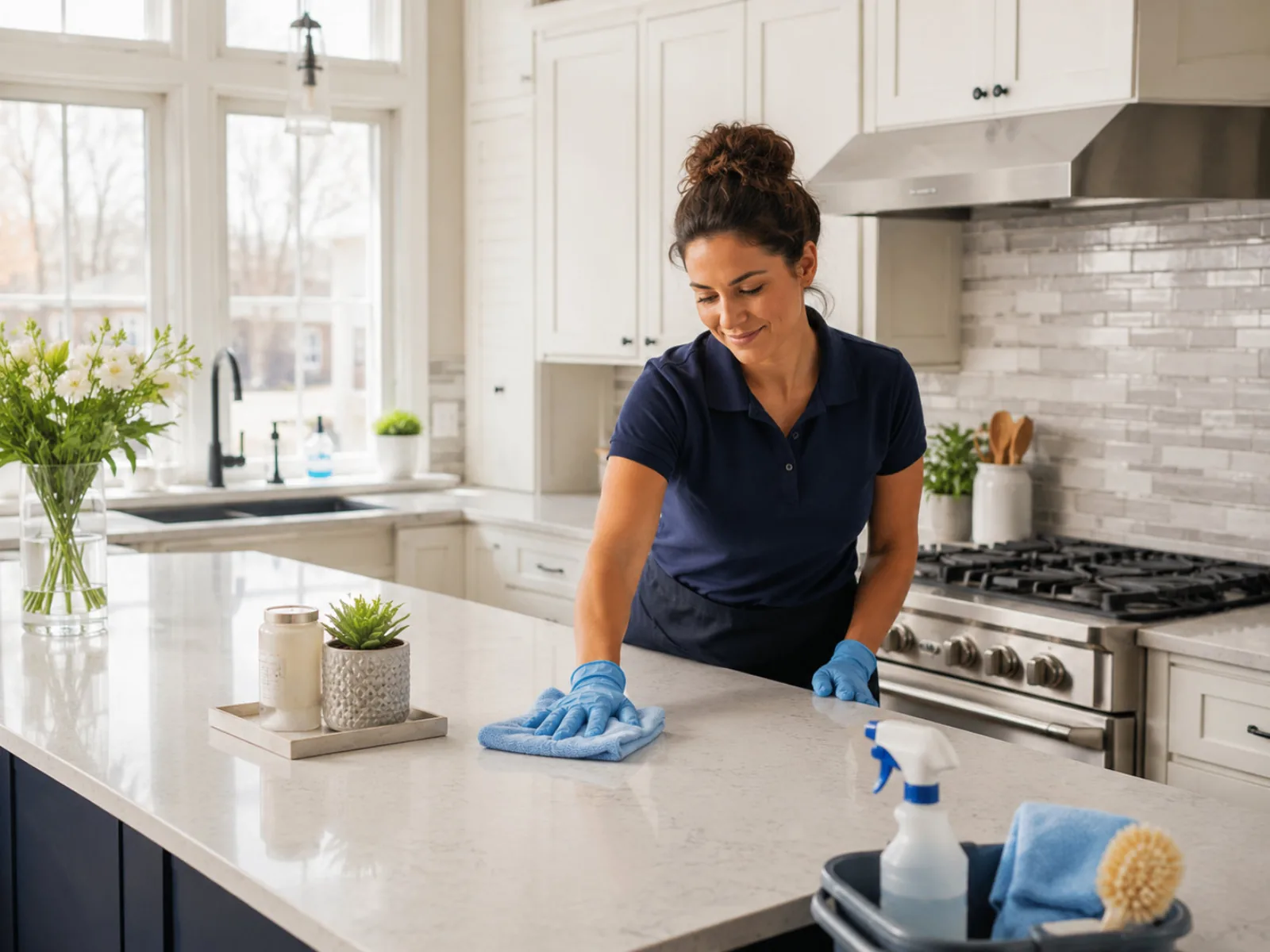 Bright residential kitchen prepared for professional cleaning in Buffalo
